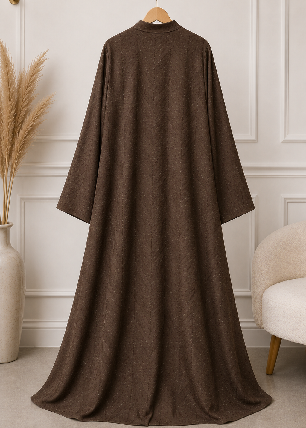 SAMRAH FRONT OPEN ABAYA | COFFEE
