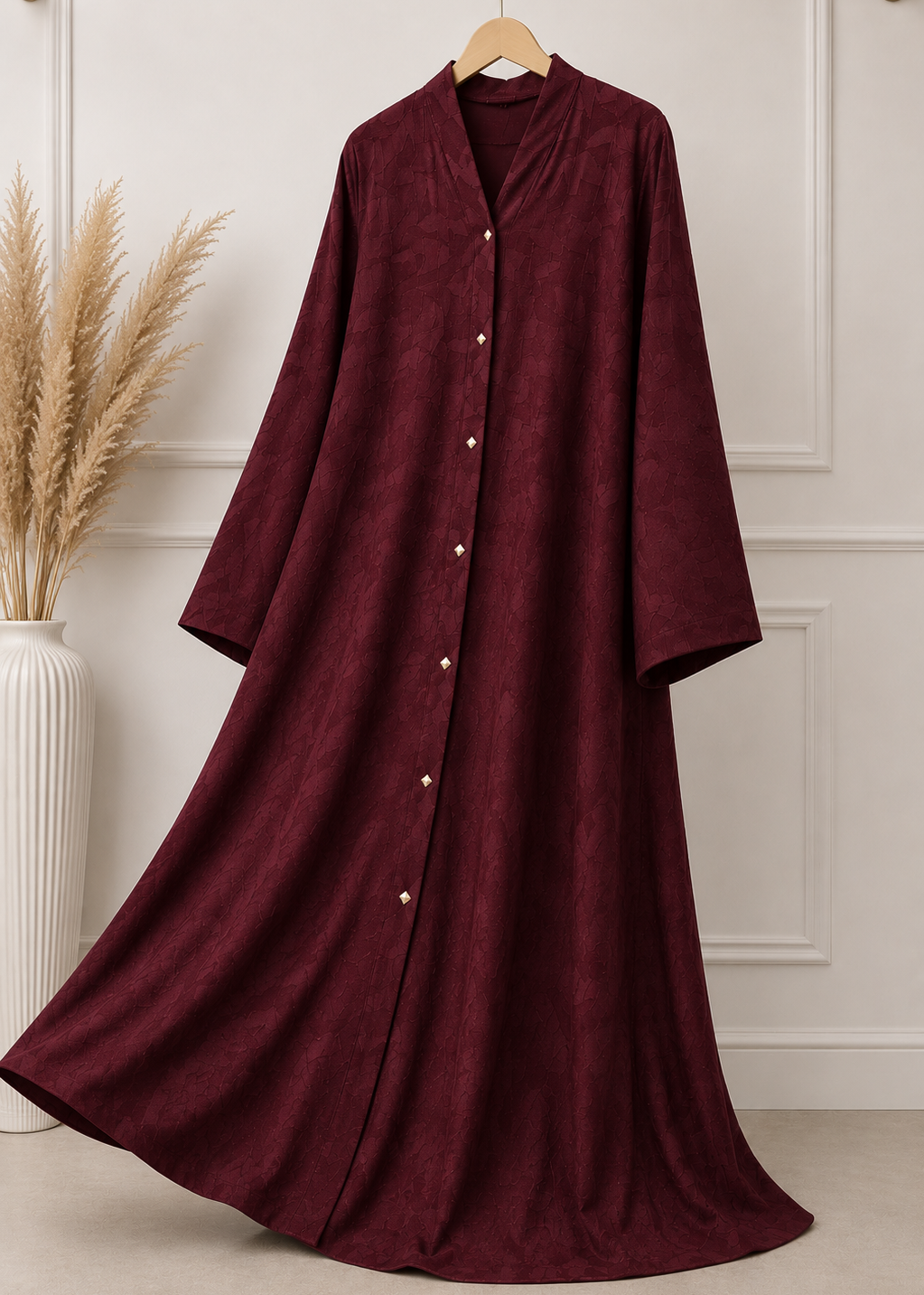 SAMRAH FRONT OPEN ABAYA | MAROON