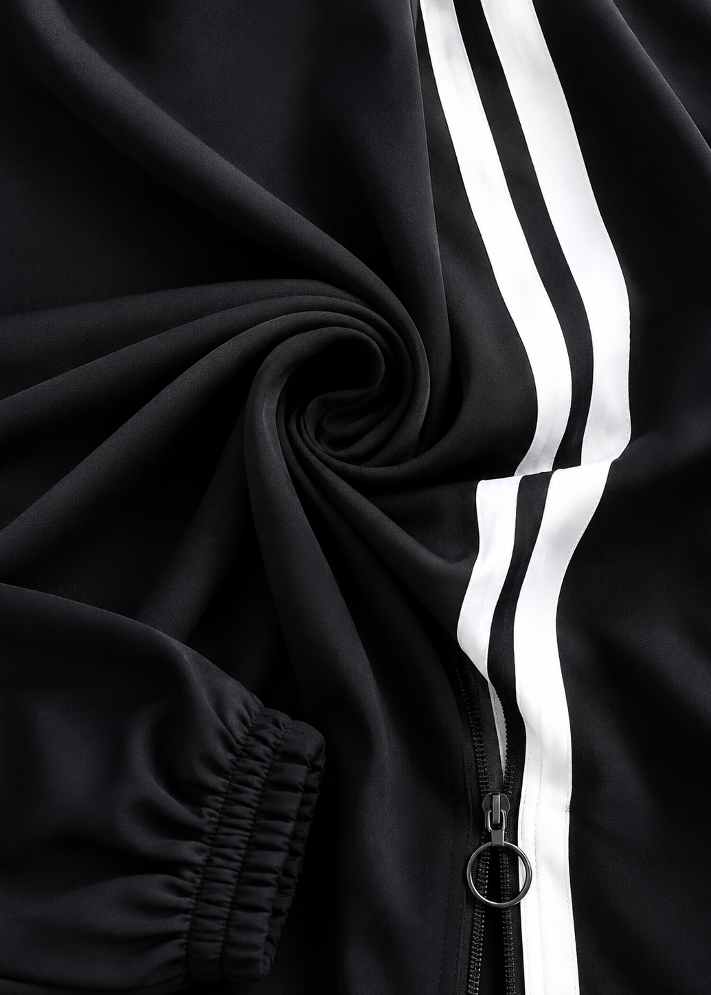 UROOJ WHITE STRIPS ZIPPER ABAYA