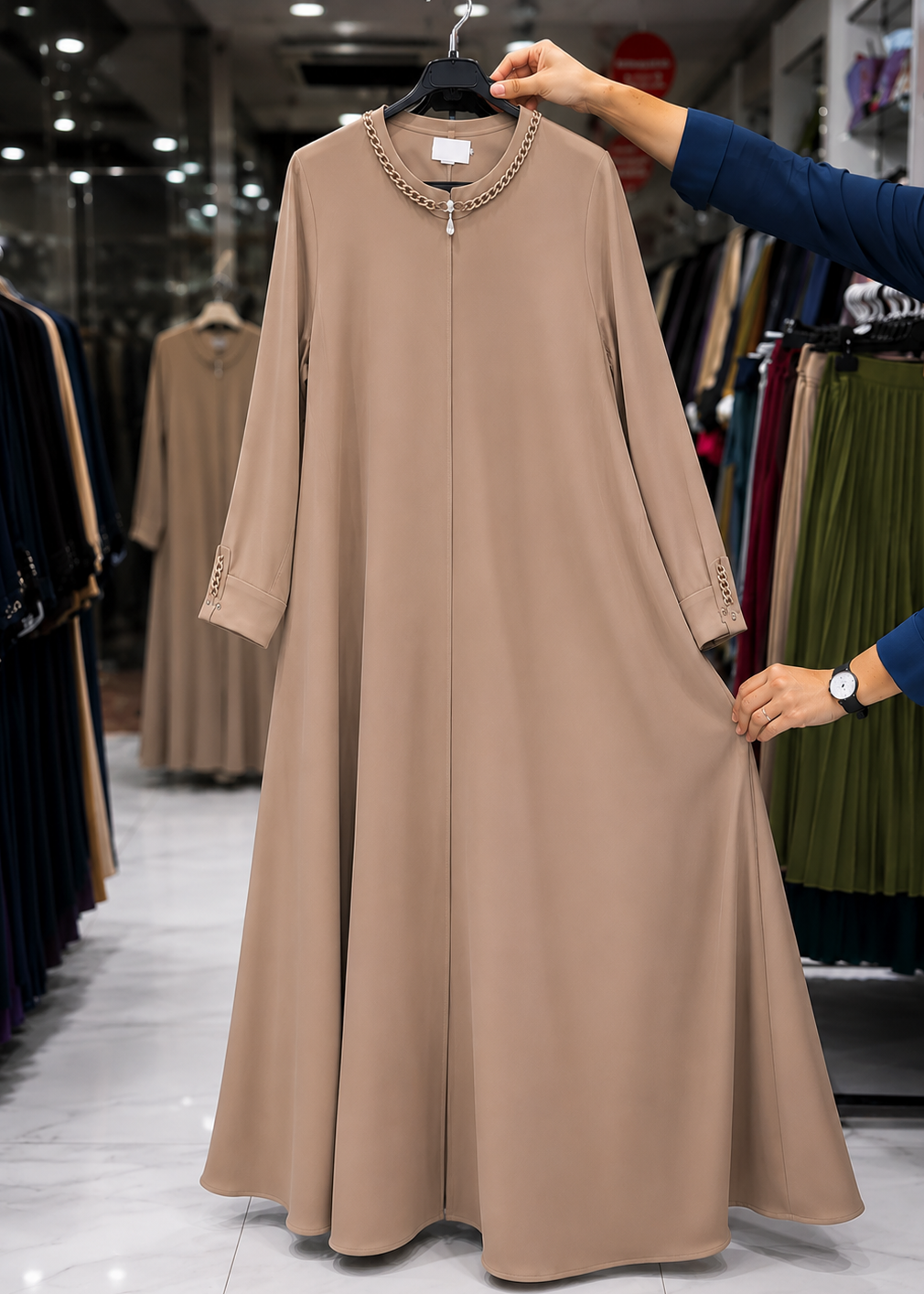 DANEEN ZIPPER ABAYA | NUDE