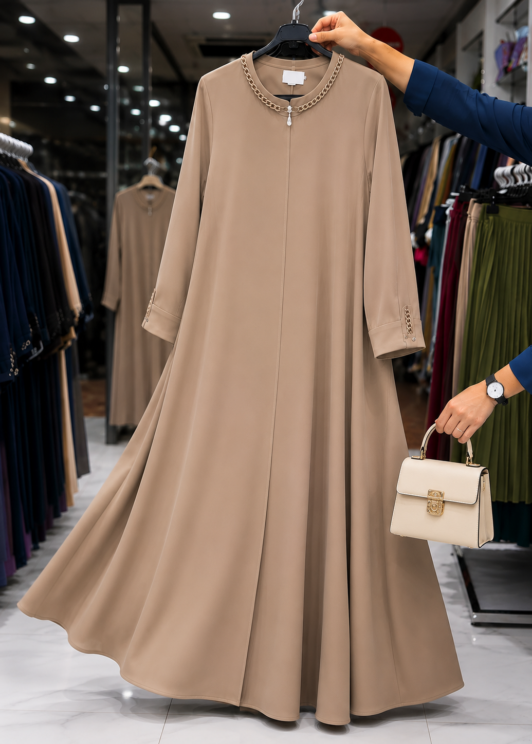 DANEEN ZIPPER ABAYA | NUDE