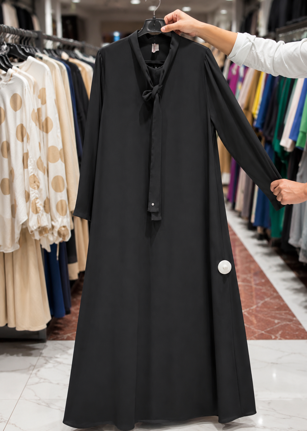SUMBUL FRONT OPEN ABAYA | BLACK