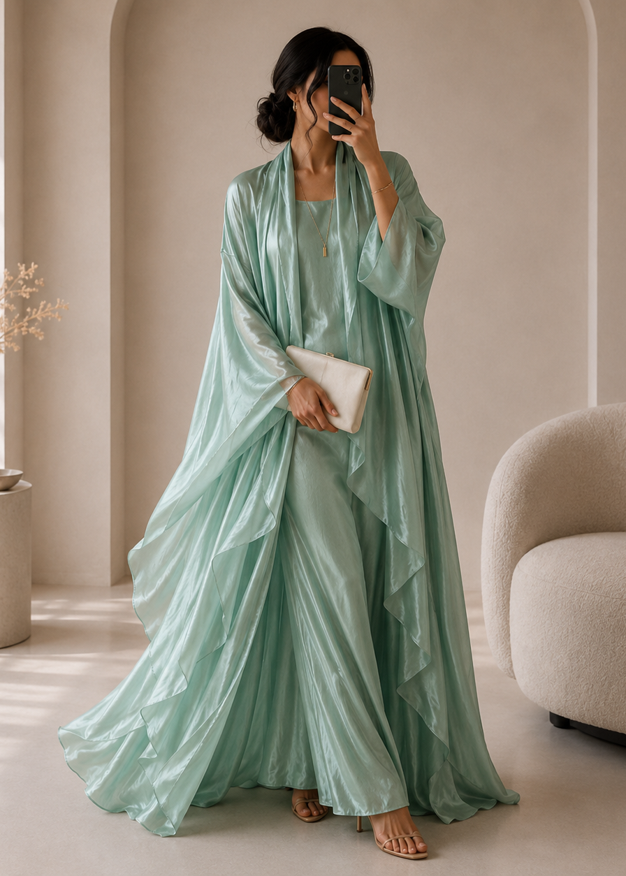 EZZAH DS ABAYA | SEA GREEN