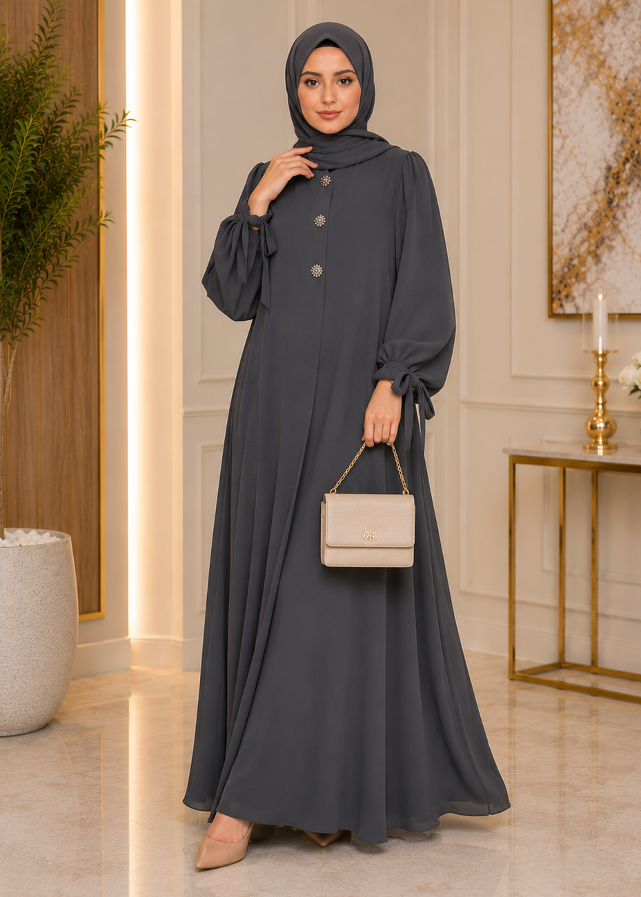 ELIF ZIPPER ABAYA | GRAY