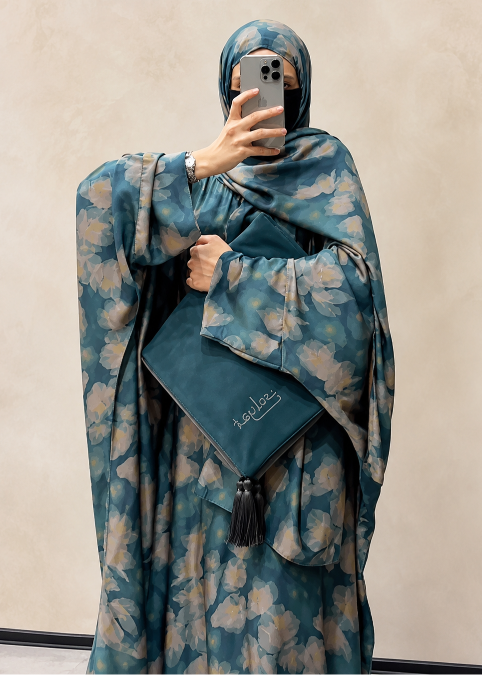KINZA PRINTED KAFTAN ABAYA | BLUE