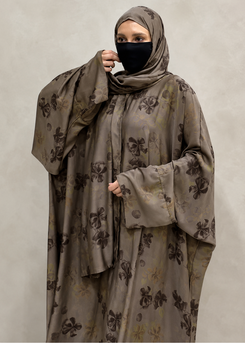 KINZA PRINTED KAFTAN ABAYA | OLIVE