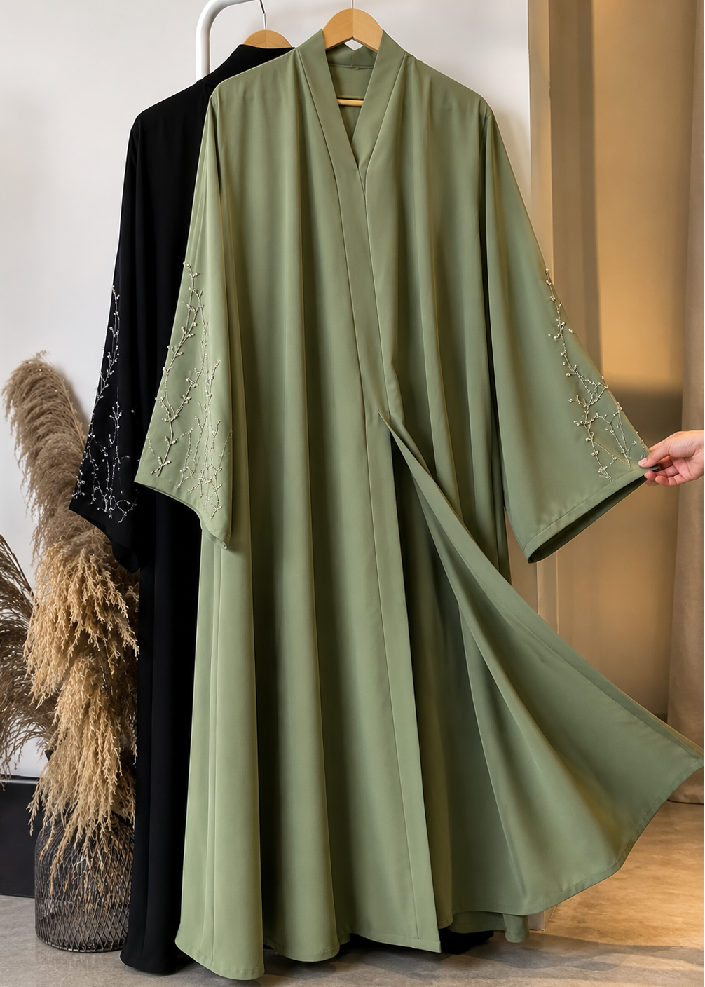 NOOH FRONT OPEN ABAYA | PISTA GREEN
