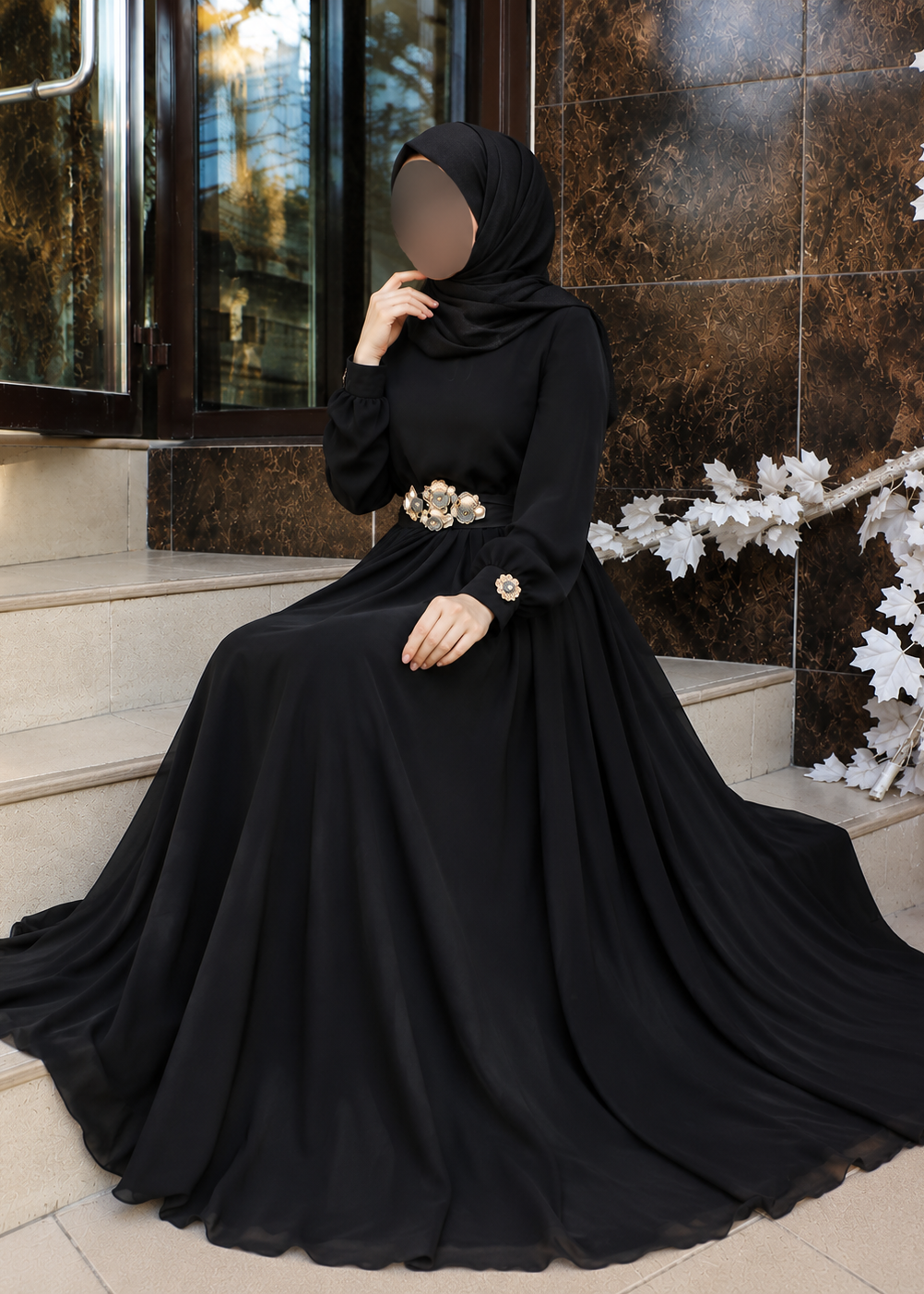 ALAYA CLASSIC BROACH ABAYA | BLACK