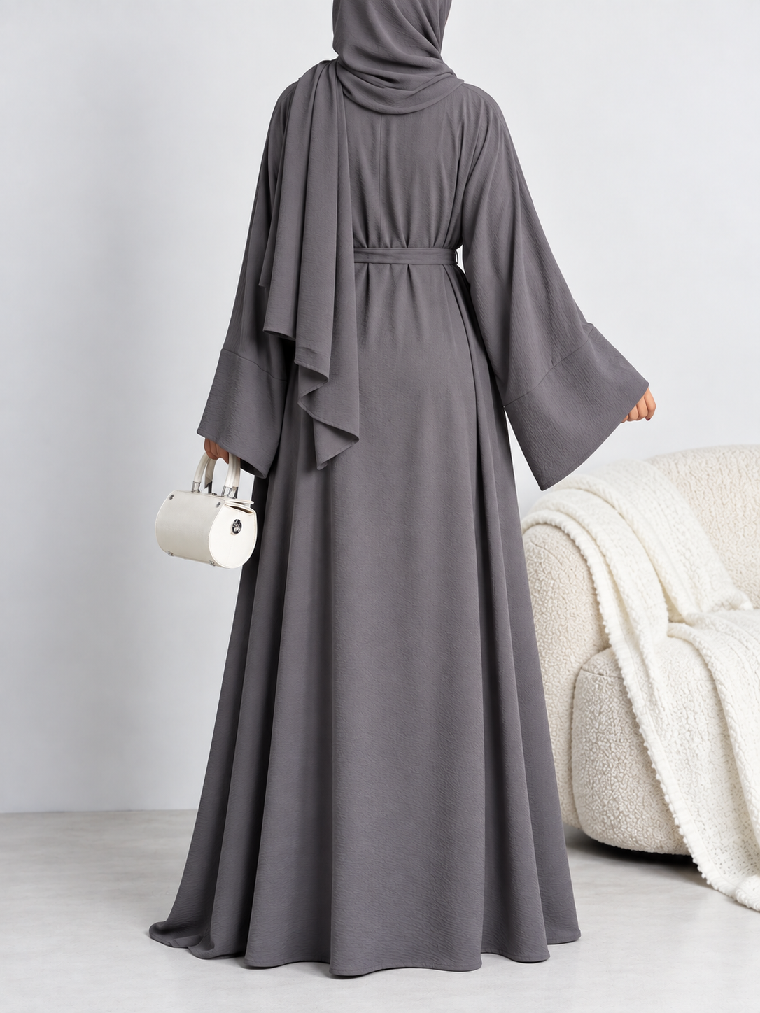 DUBAI CRUSH DOUBLE SHRUG ABAYA | DD GRAY