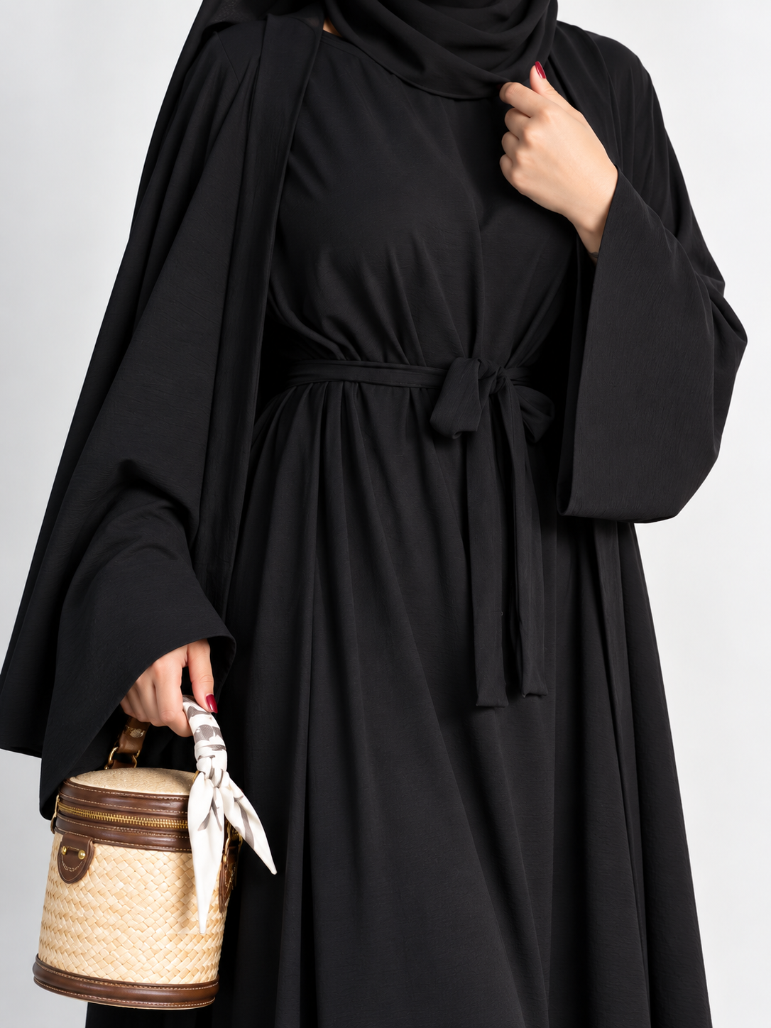 DUBAI CRUSH DOUBLE SHRUG ABAYA | BLACK