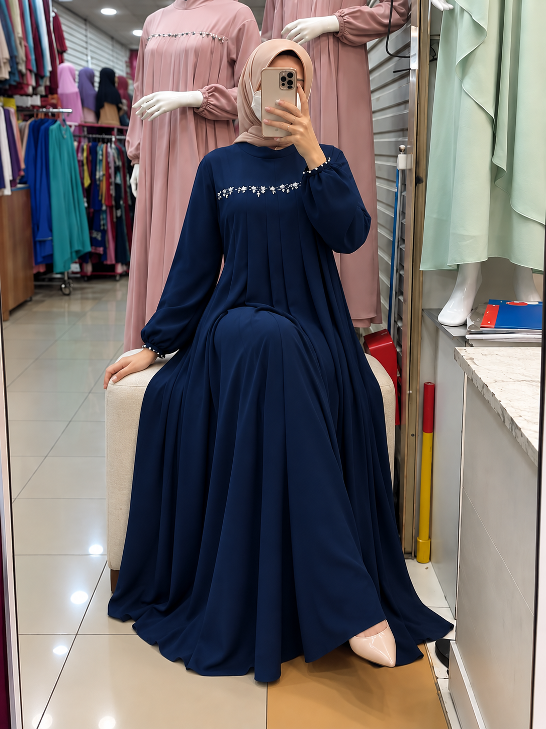 LAYLA PLATES ABAYA | BLUE