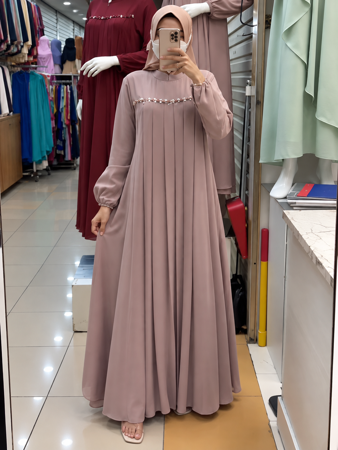 LAYLA PLATES ABAYA | PINK