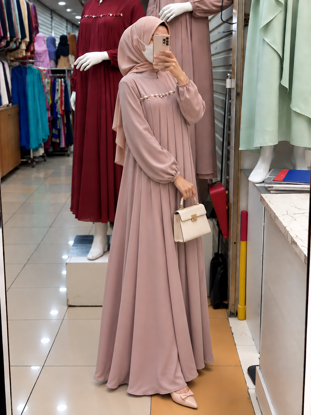 LAYLA PLATES ABAYA | PINK