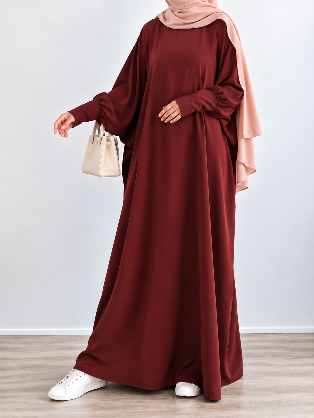 1071 FITTING SLEEVE ABAYA | MAROON