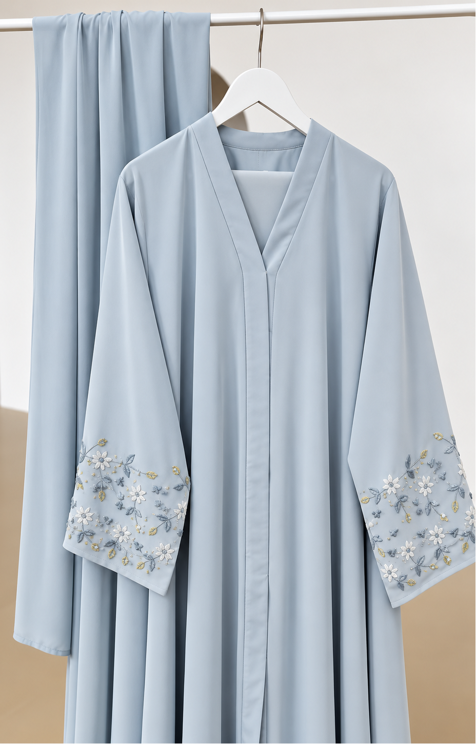 AL-KOUSAR HANDWORK ABAYA | SAND GREY