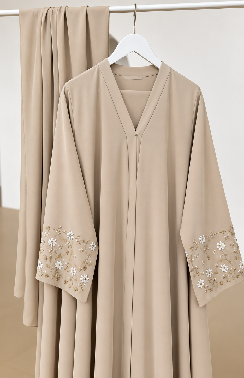 AL-KOUSAR HANDWORK ABAYA | LITE NUDE