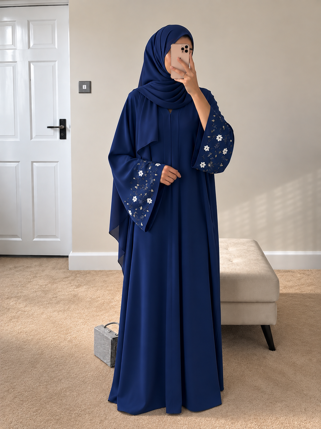 AL-KOUSAR HANDWORK ABAYA | NAVY BLUE