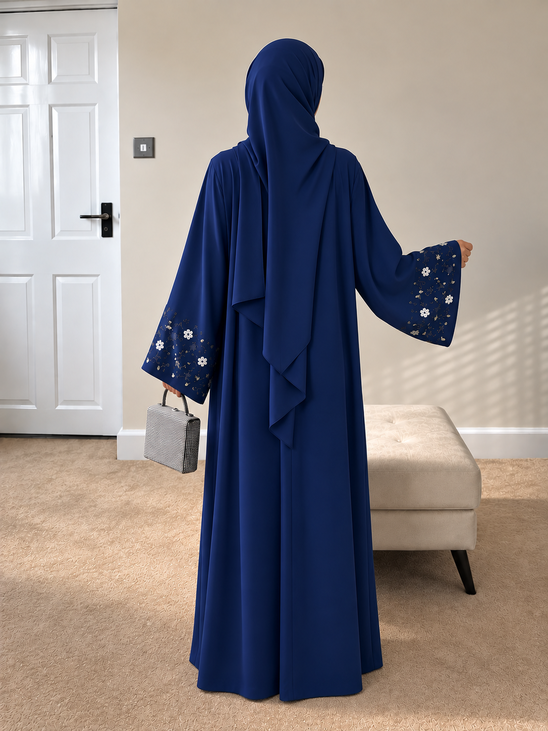 AL-KOUSAR HANDWORK ABAYA | NAVY BLUE