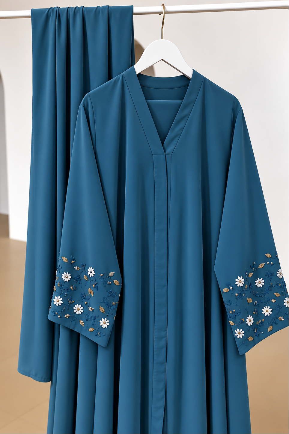 AL-KOUSAR HANDWORK ABAYA | SEA GREEN