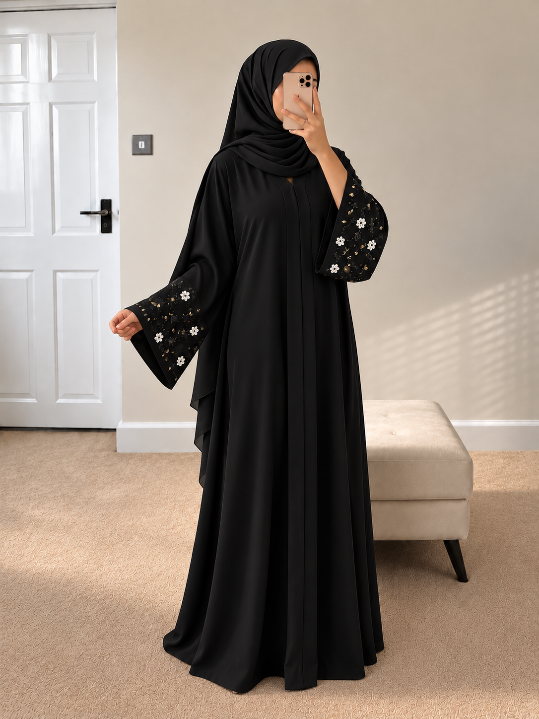 AL-KOUSAR HANDWORK ABAYA | BLACK
