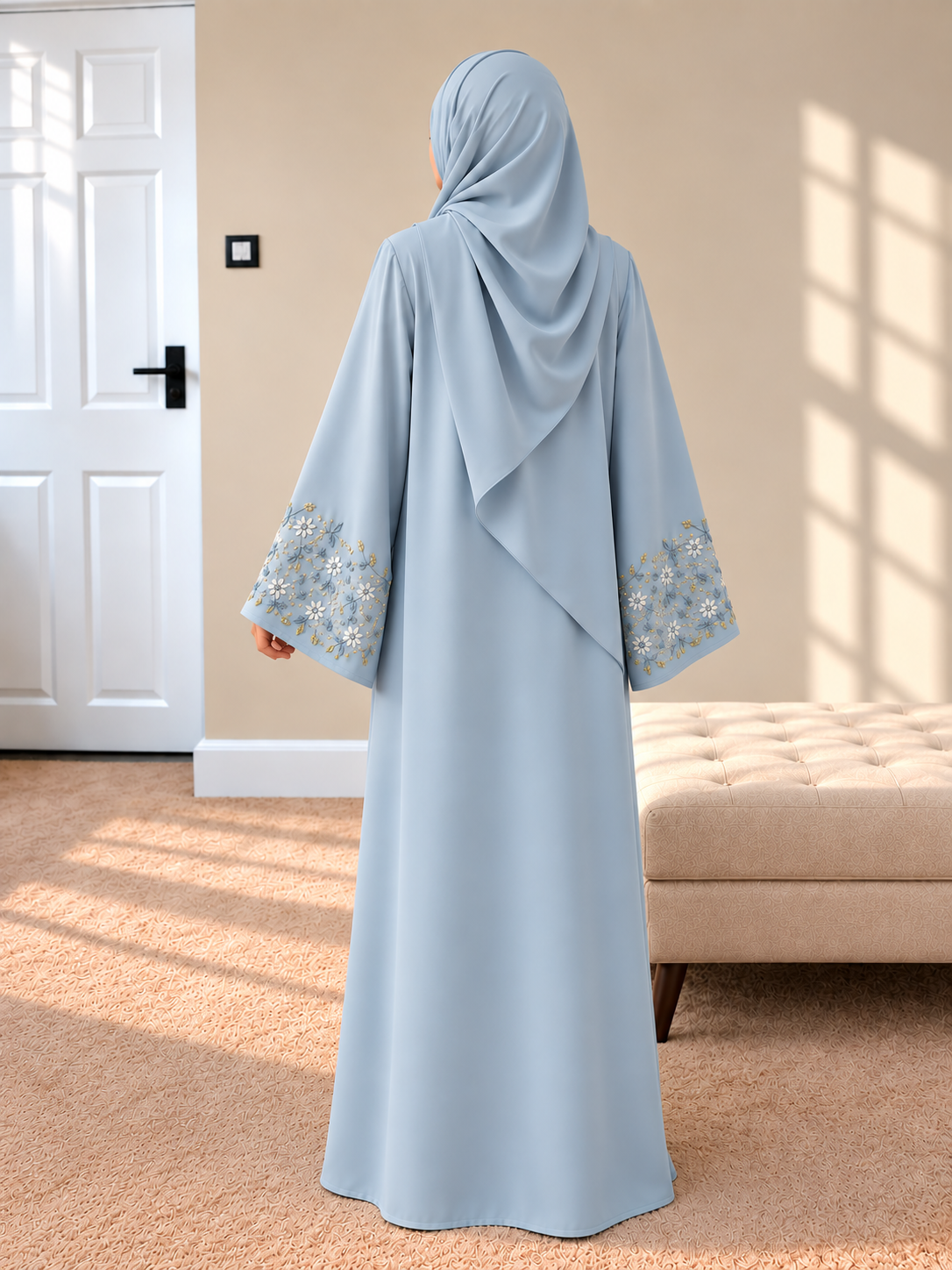 AL-KOUSAR HANDWORK ABAYA | SAND GREY