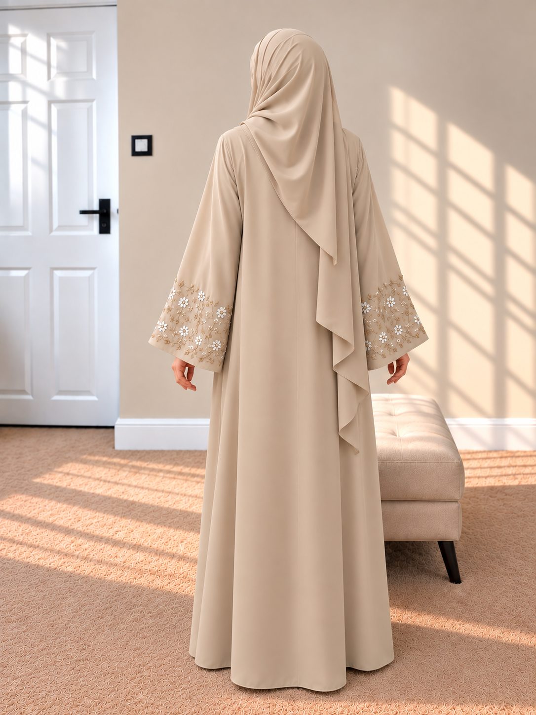 AL-KOUSAR HANDWORK ABAYA | LITE NUDE