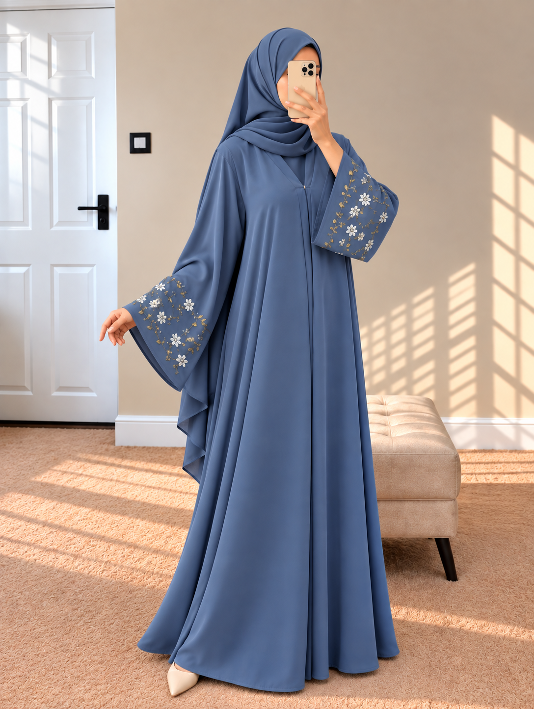 AL-KOUSAR HANDWORK ABAYA | GRAY