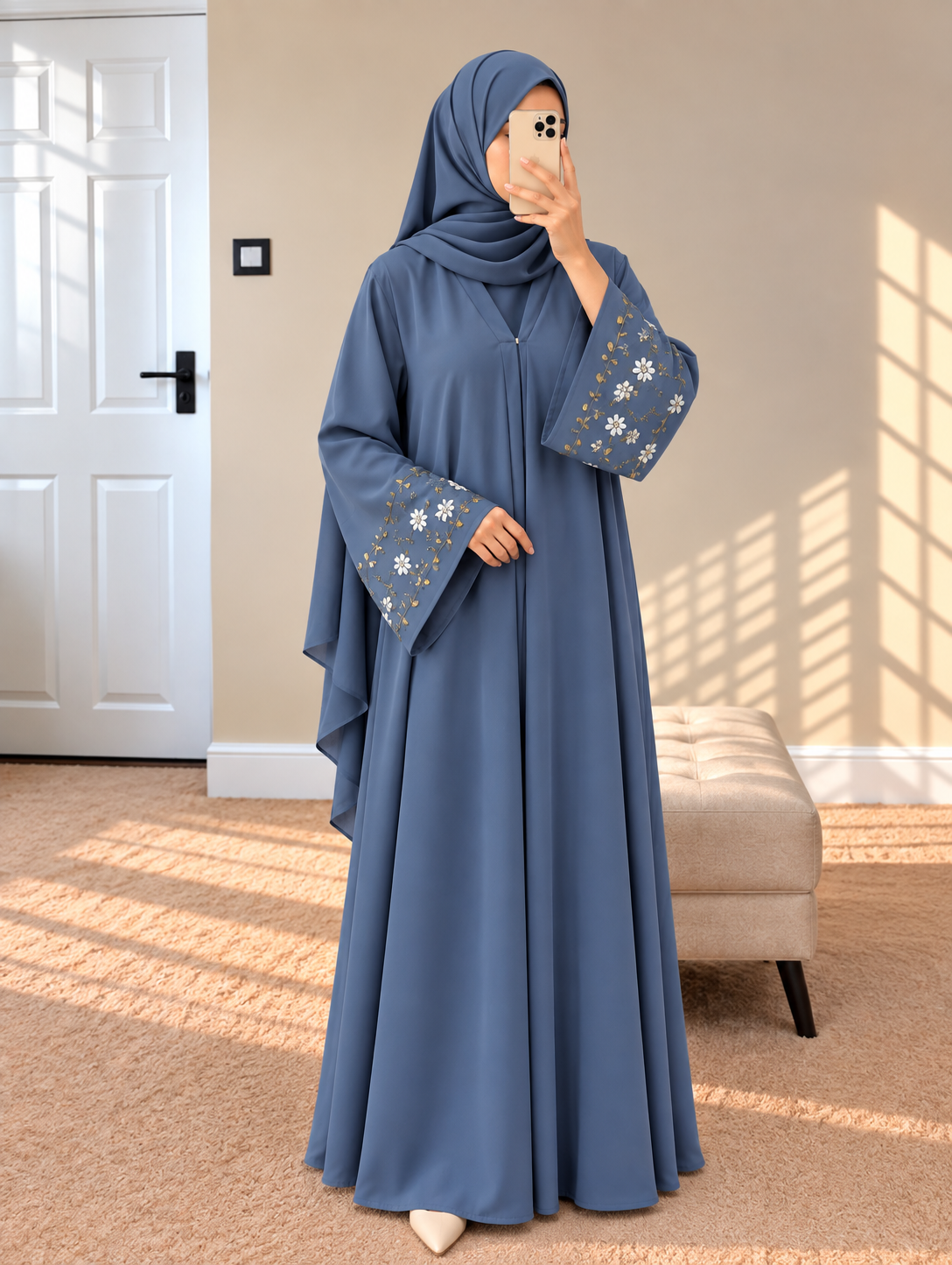 AL-KOUSAR HANDWORK ABAYA | GRAY
