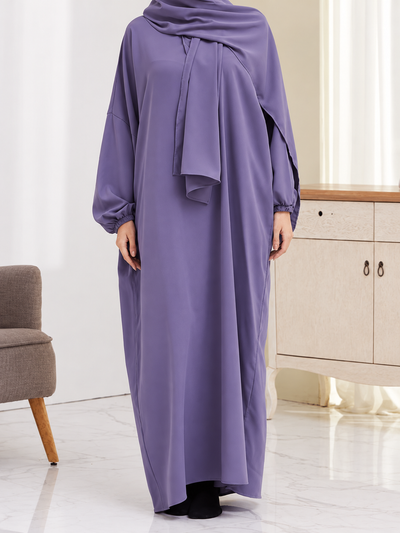 HEEBA LASTIC SLEEVE ABAYA | LAVENDER
