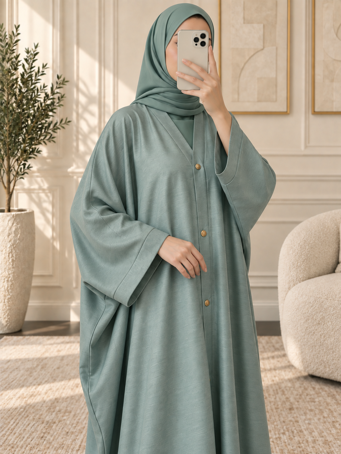 HABIBA KAFTAN ABAYA | SEA GREEN