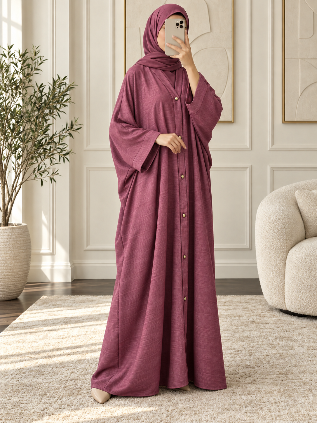 HABIBA KAFTAN ABAYA | DARK MAUVE