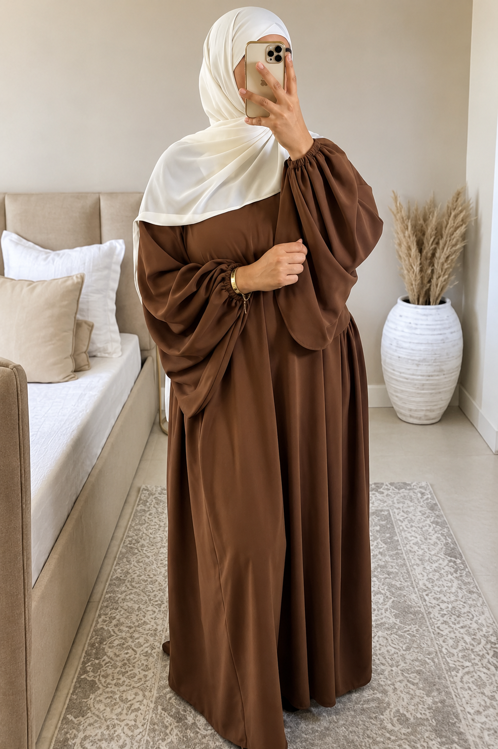 MARYAM BALLOON SLEEVE ABAYA | COPPER