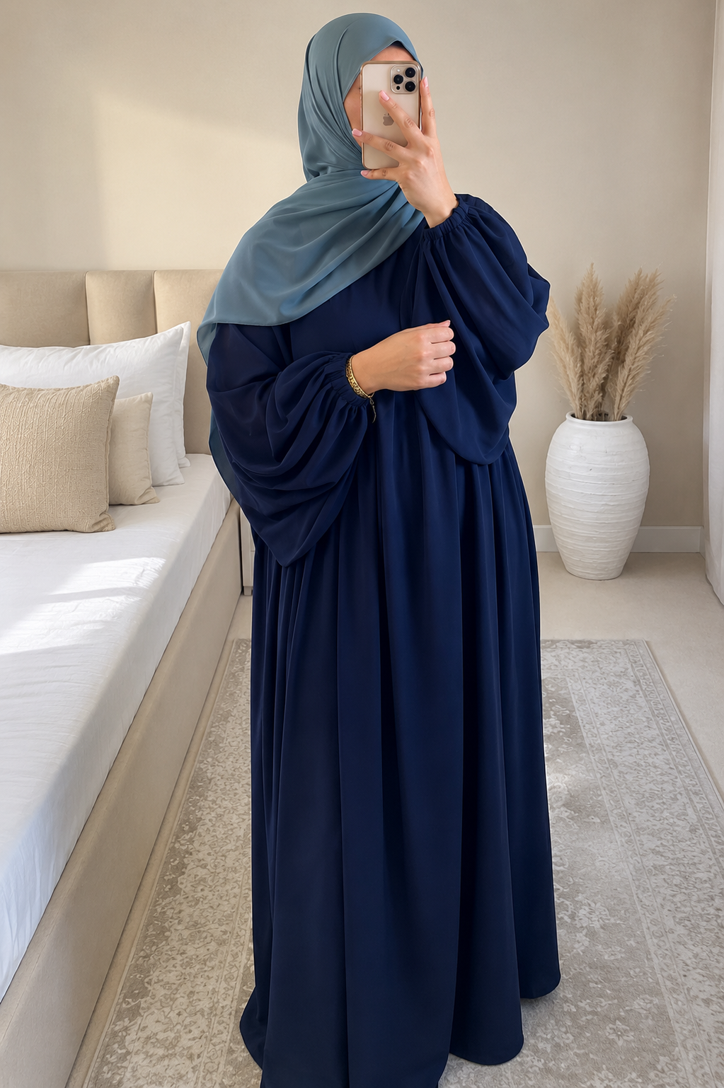 MARYAM BALLOON SLEEVE ABAYA | DARK BLUE