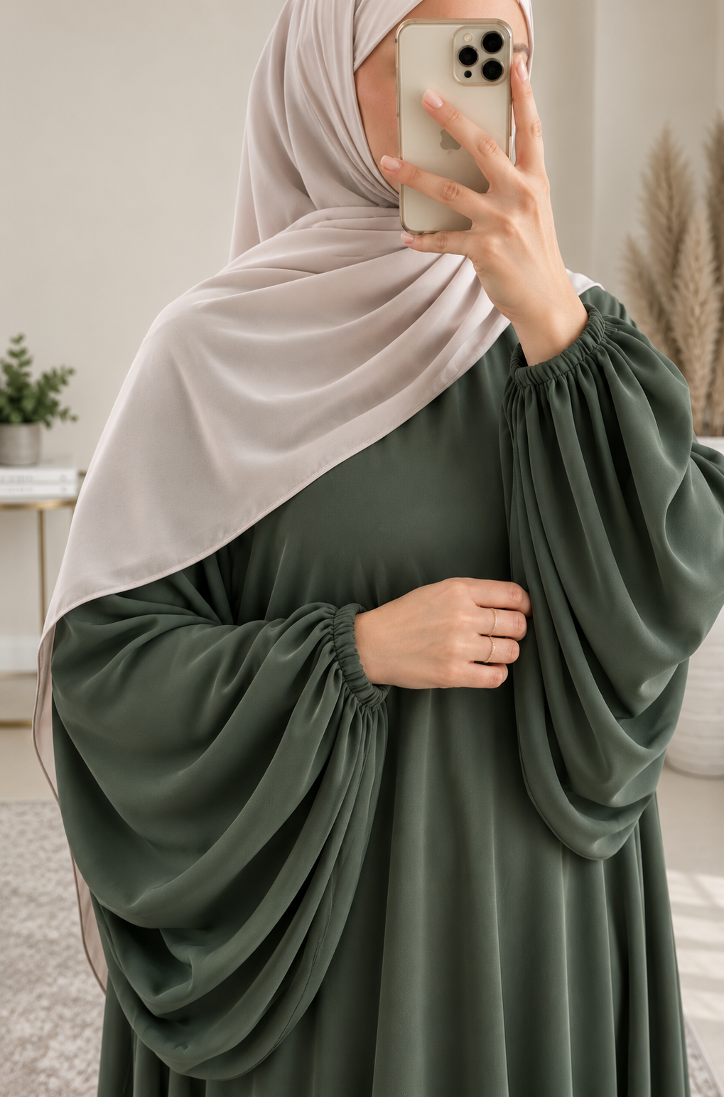 MARYAM BALLOON SLEEVE ABAYA | SLASH GRAY