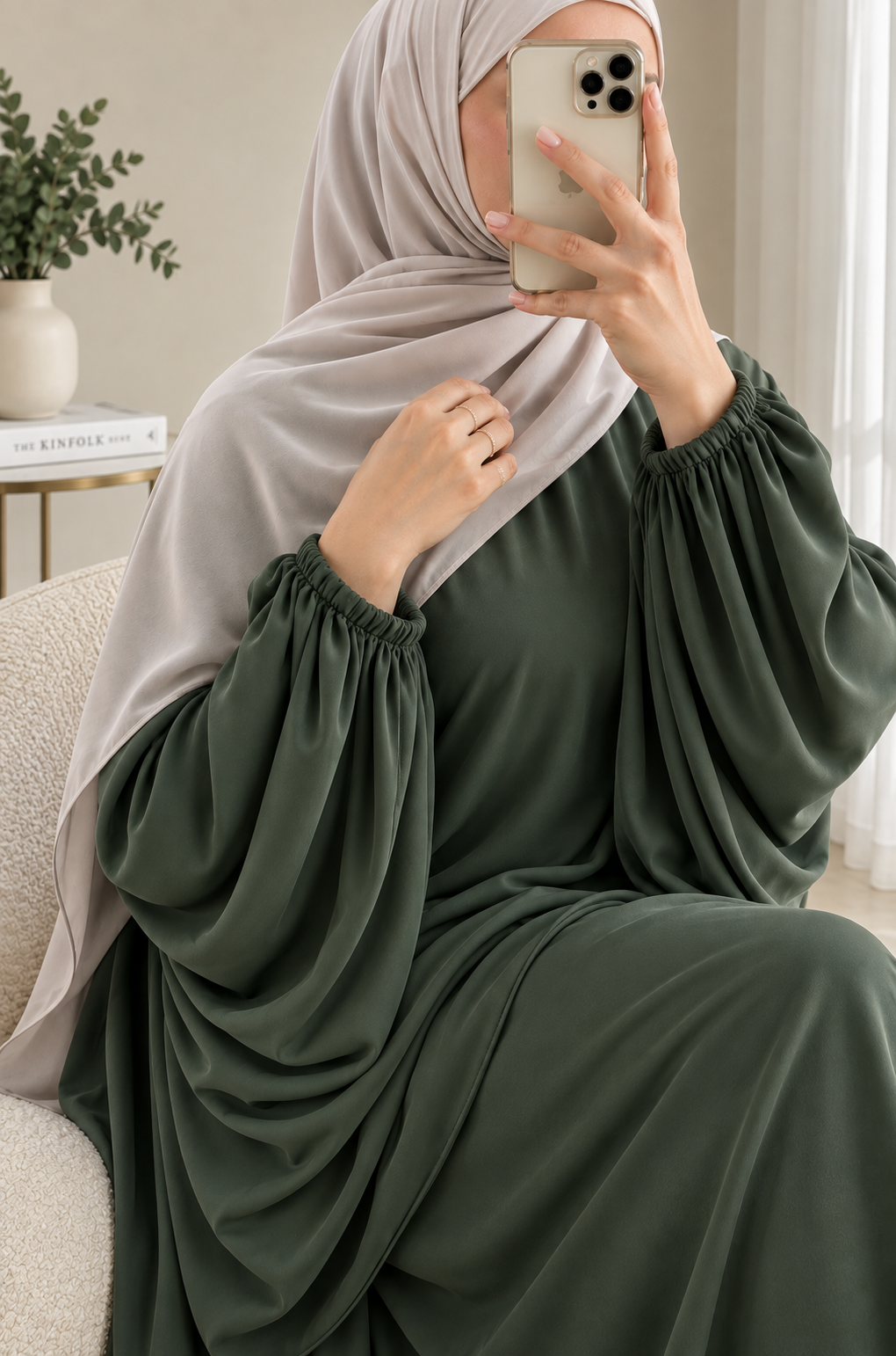 MARYAM BALLOON SLEEVE ABAYA | SLASH GRAY
