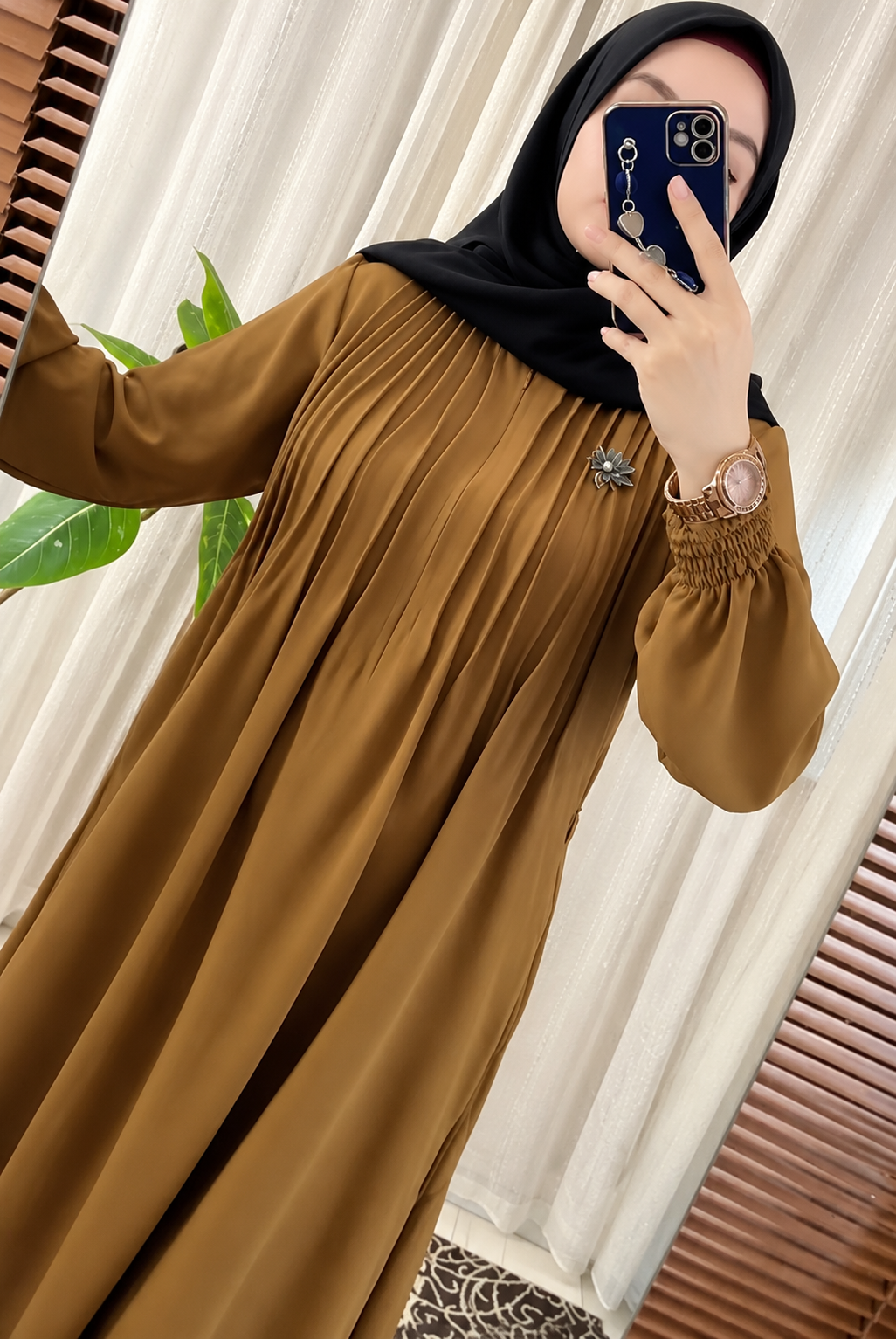 ZOYA PINTEX ABAYA | CHIKOO