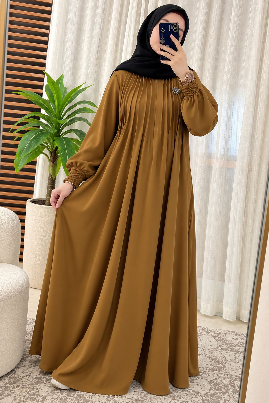 ZOYA PINTEX ABAYA | CHIKOO