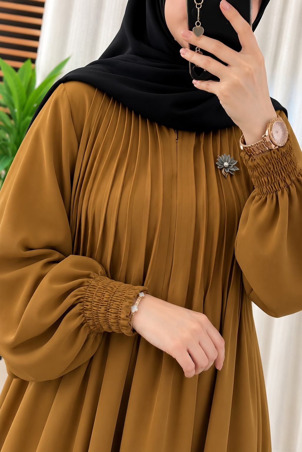 ZOYA PINTEX ABAYA | CHIKOO