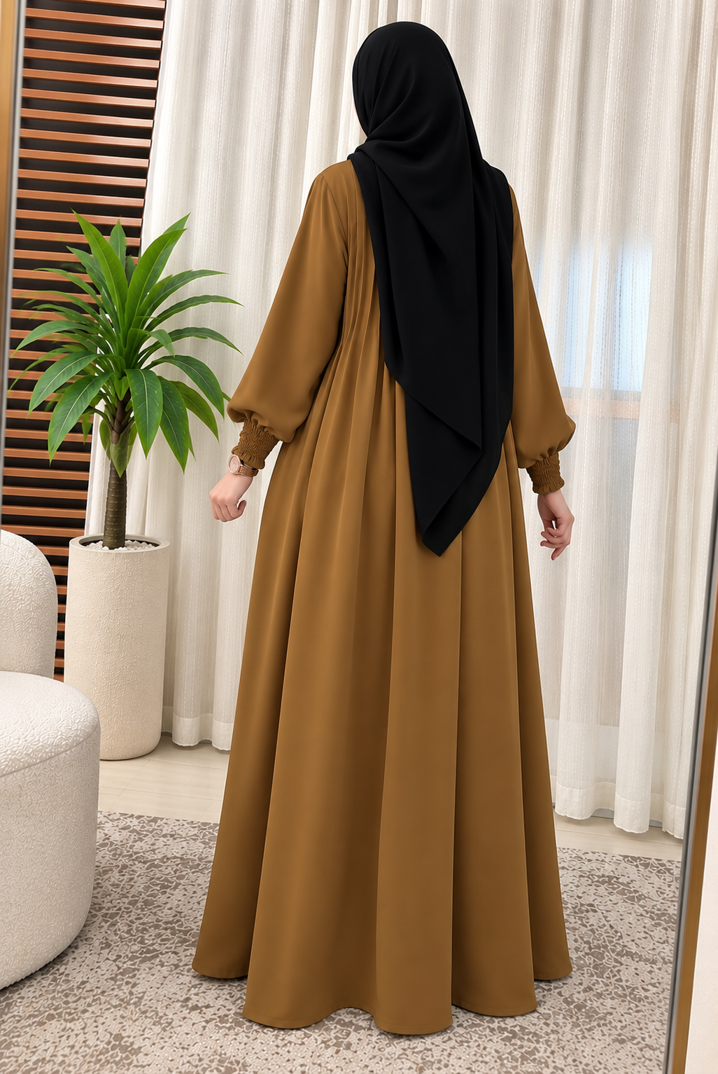 ZOYA PINTEX ABAYA | CHIKOO