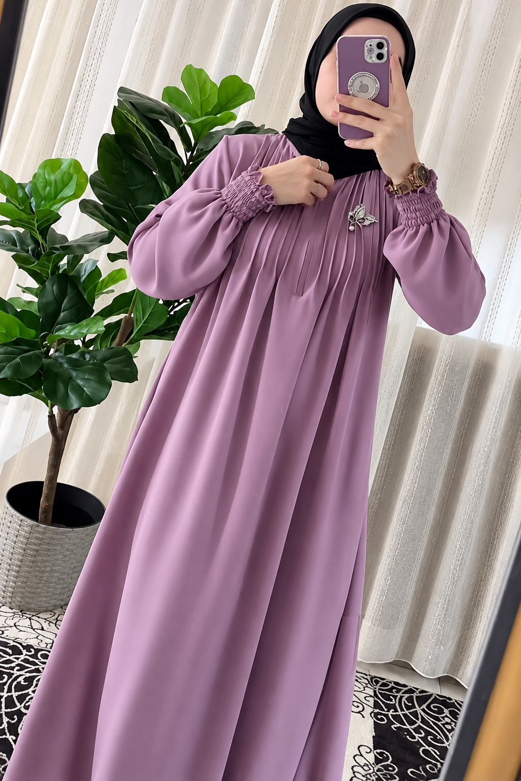 ZOYA PINTEX ABAYA | MAUVE PINK