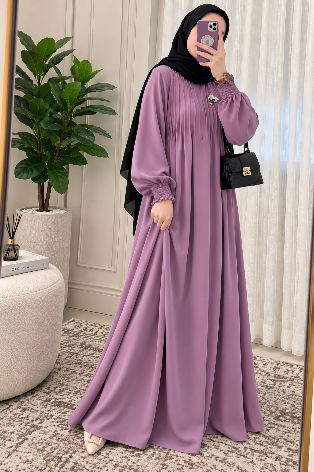 ZOYA PINTEX ABAYA | MAUVE PINK