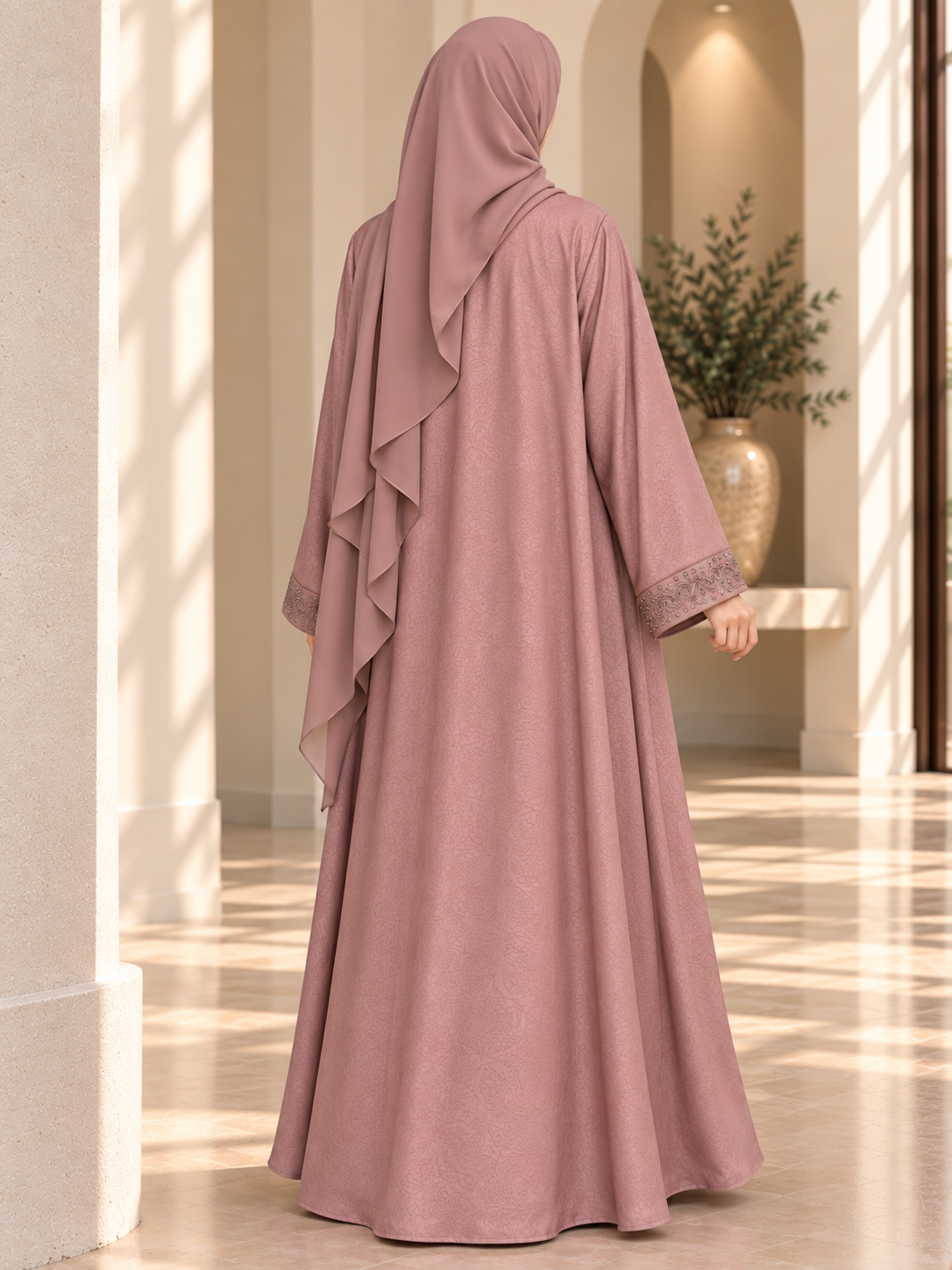 AAFIA KIMONO ABAYA | PEACH