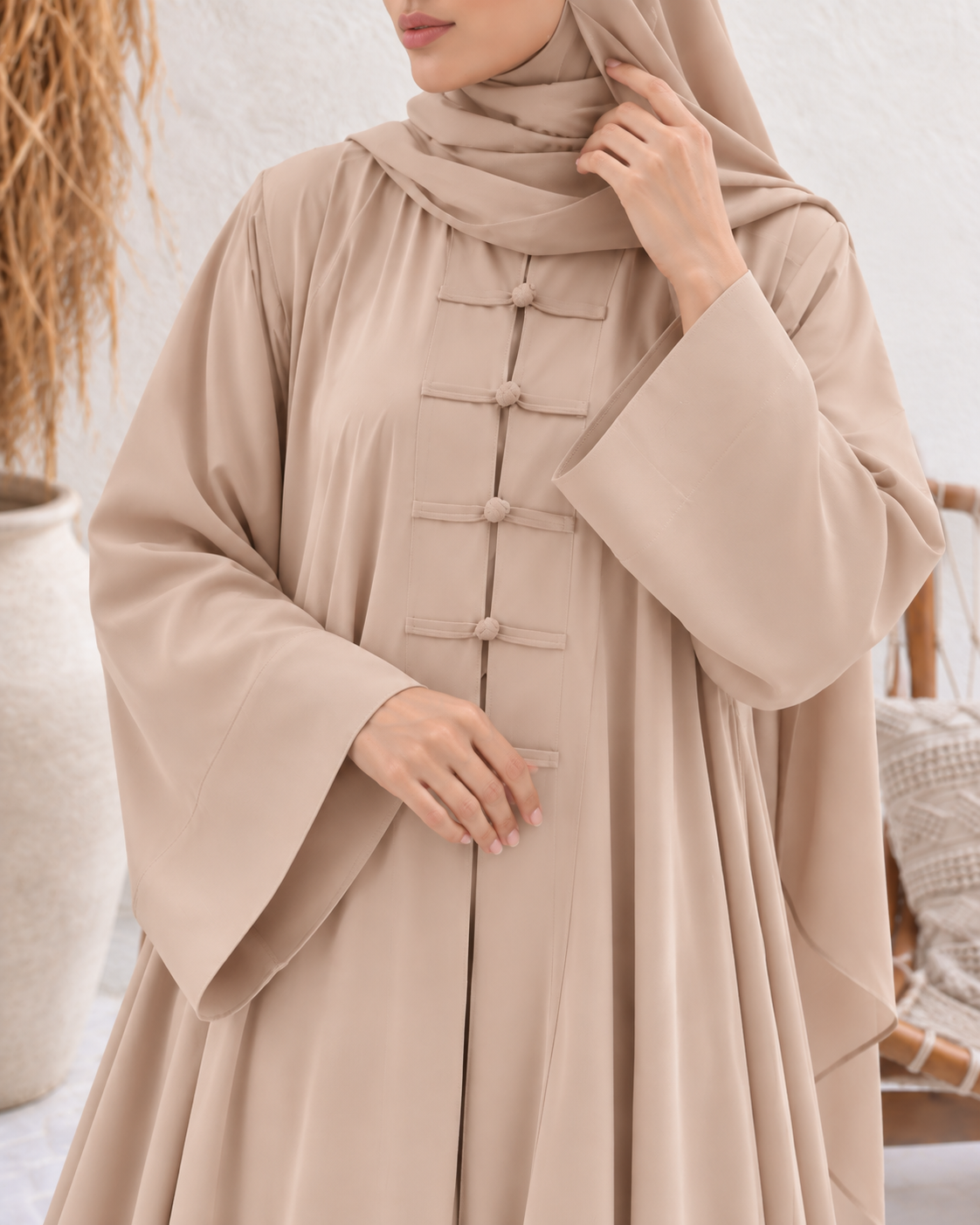 MEHER FRONT OPEN ABAYA | NUDE