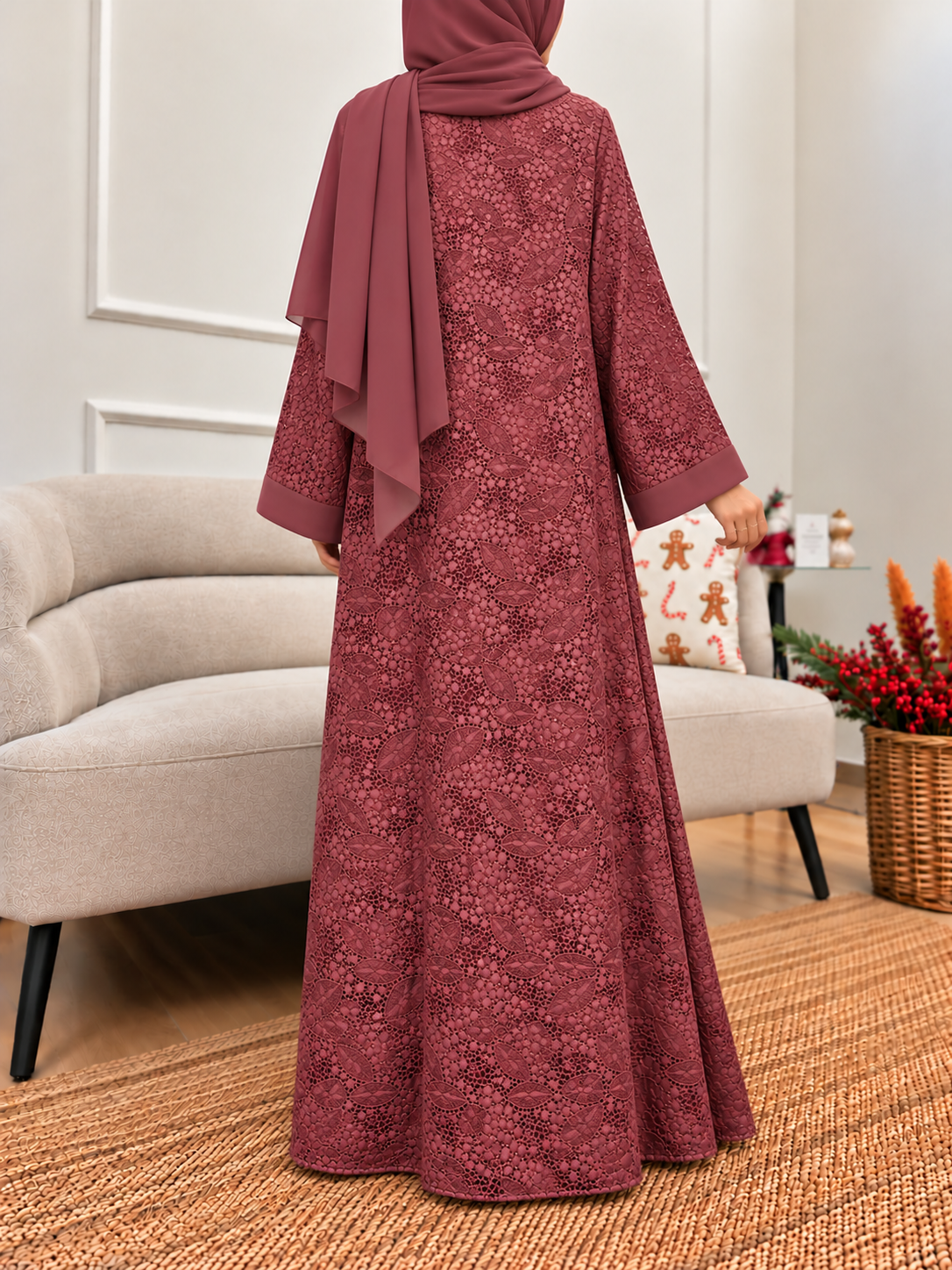 AEMAL DS NET ABAYA | MAROON