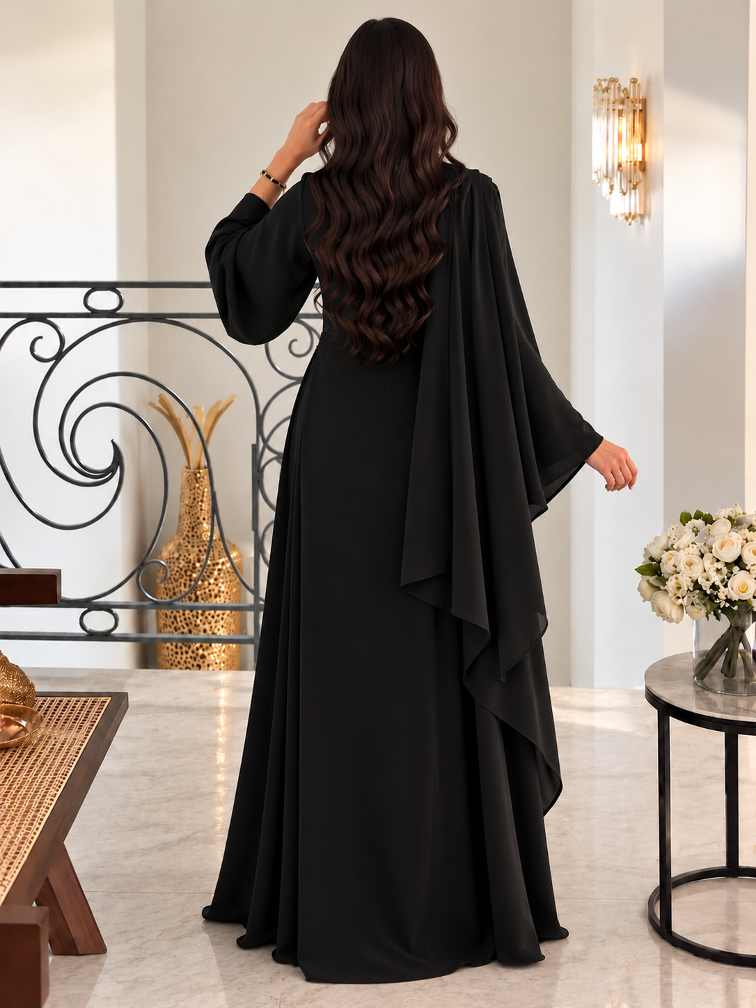 MISRAH ROYAL DRAPE ABAYA | BLACK
