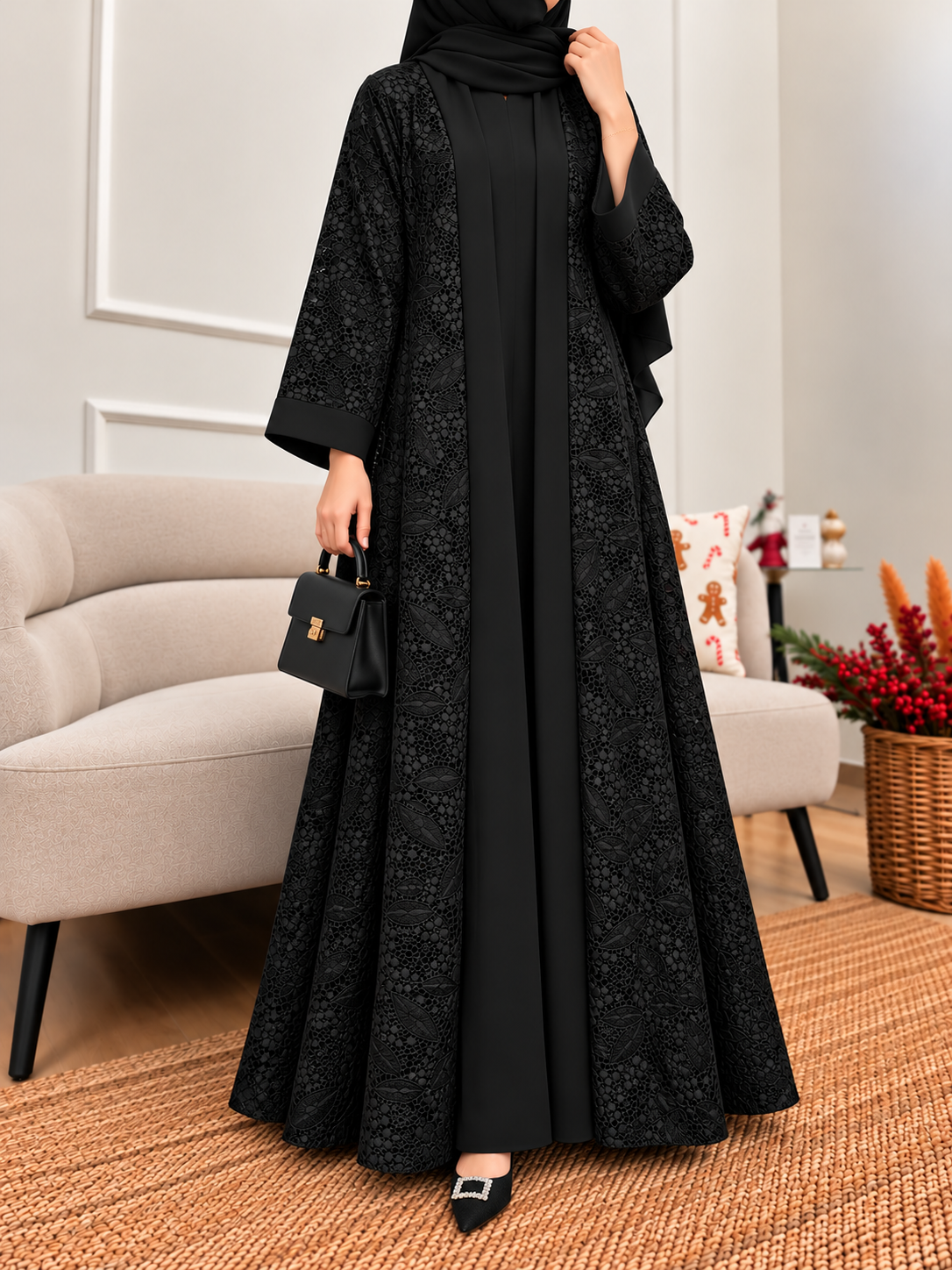 AEMAL DS NET ABAYA | BLACK