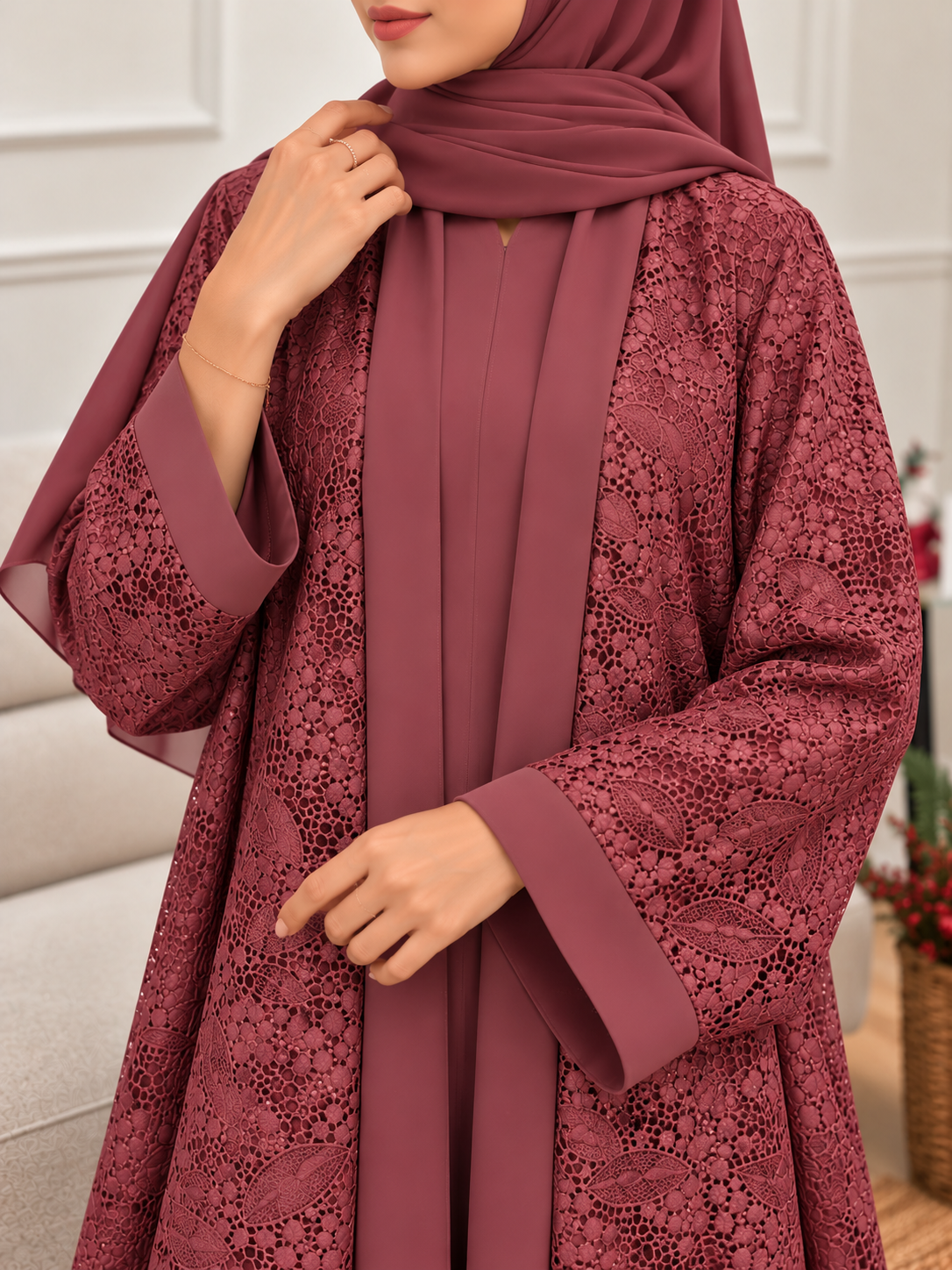 AEMAL DS NET ABAYA | MAROON