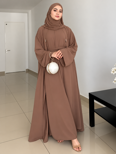 ANAM DOUBLE SHRUG ABAYA | ALMOND BROWN