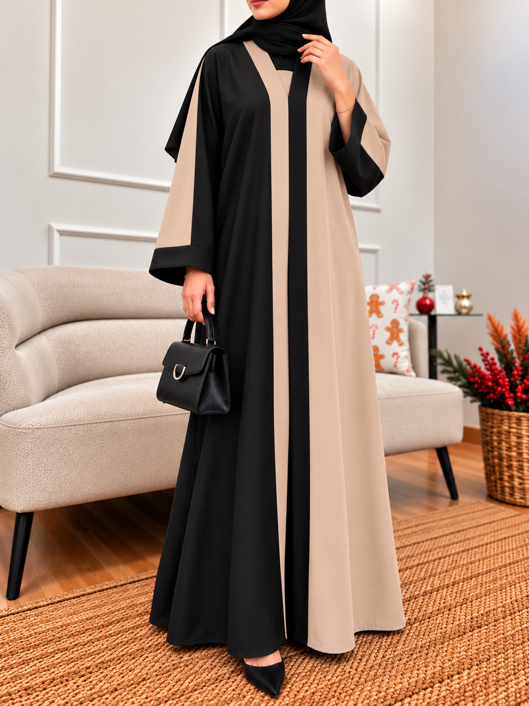 REEBA FULLY CLOSED ABAYA | NUDE
