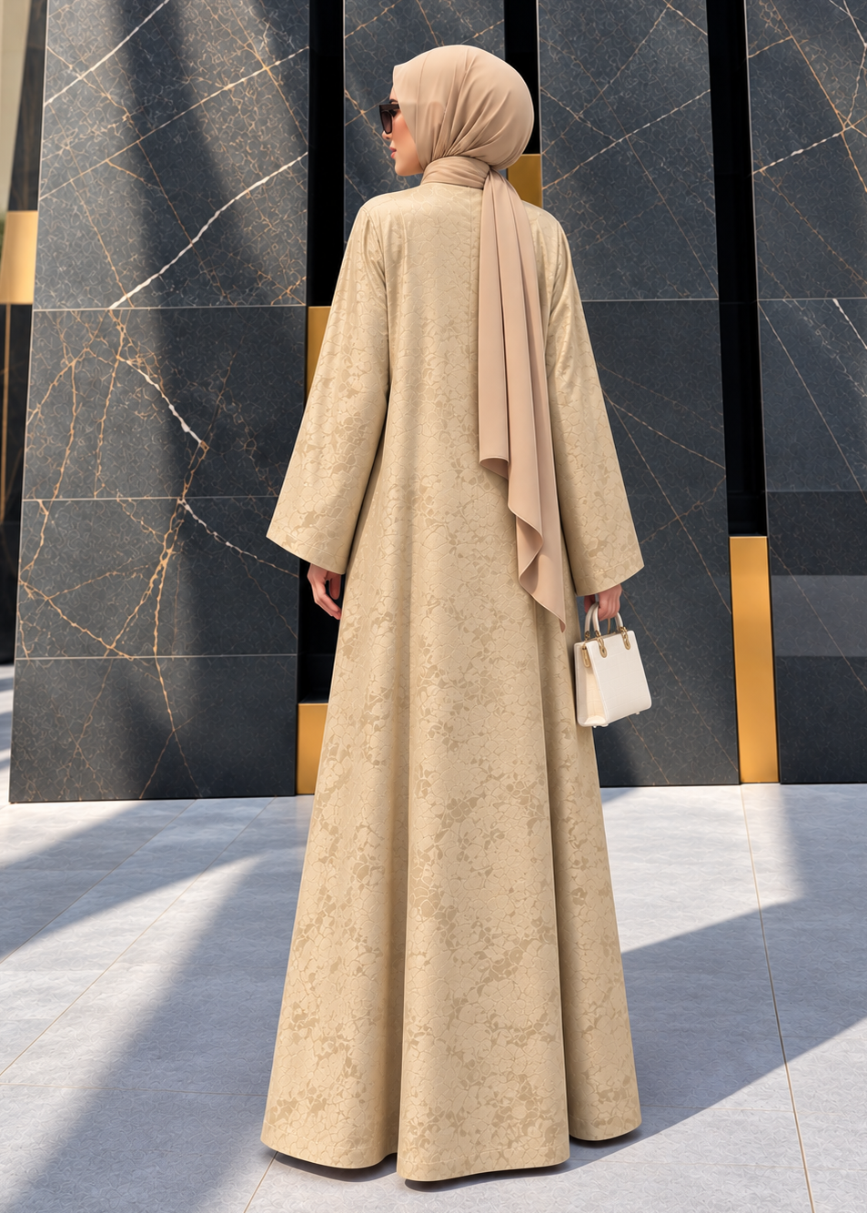 SHIBRA FRONT OPEN ABAYA | NUDE